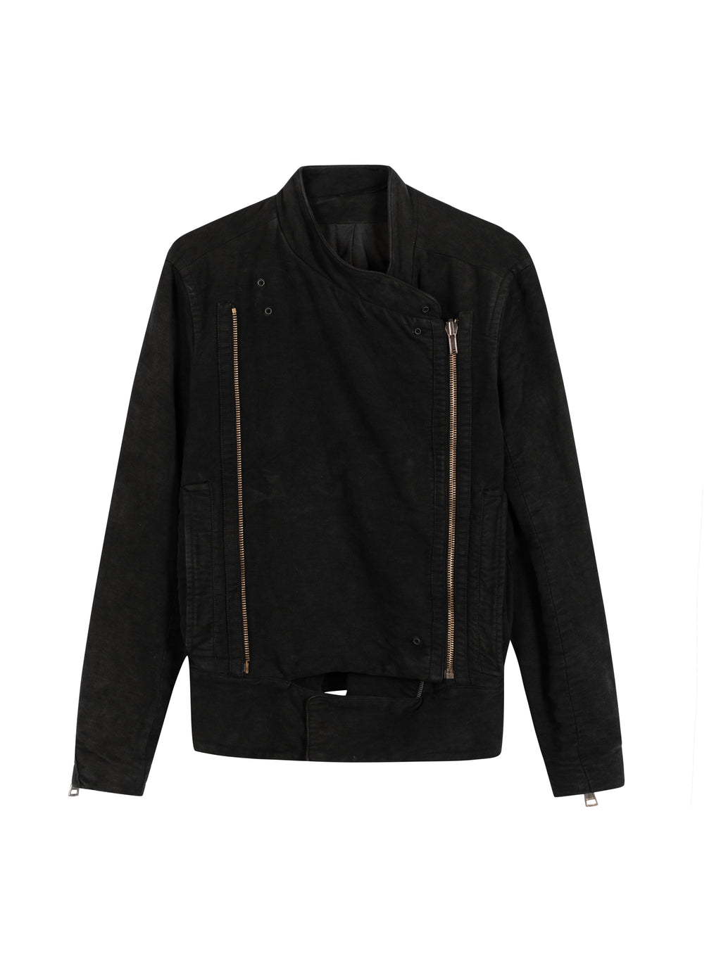 ANN DEMEULEMEESTER NUBUCK LEATHER -DOUBLE ZIP BIKER JACKET