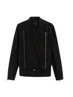 ANN DEMEULEMEESTER NUBUCK LEATHER -DOUBLE ZIP BIKER JACKET