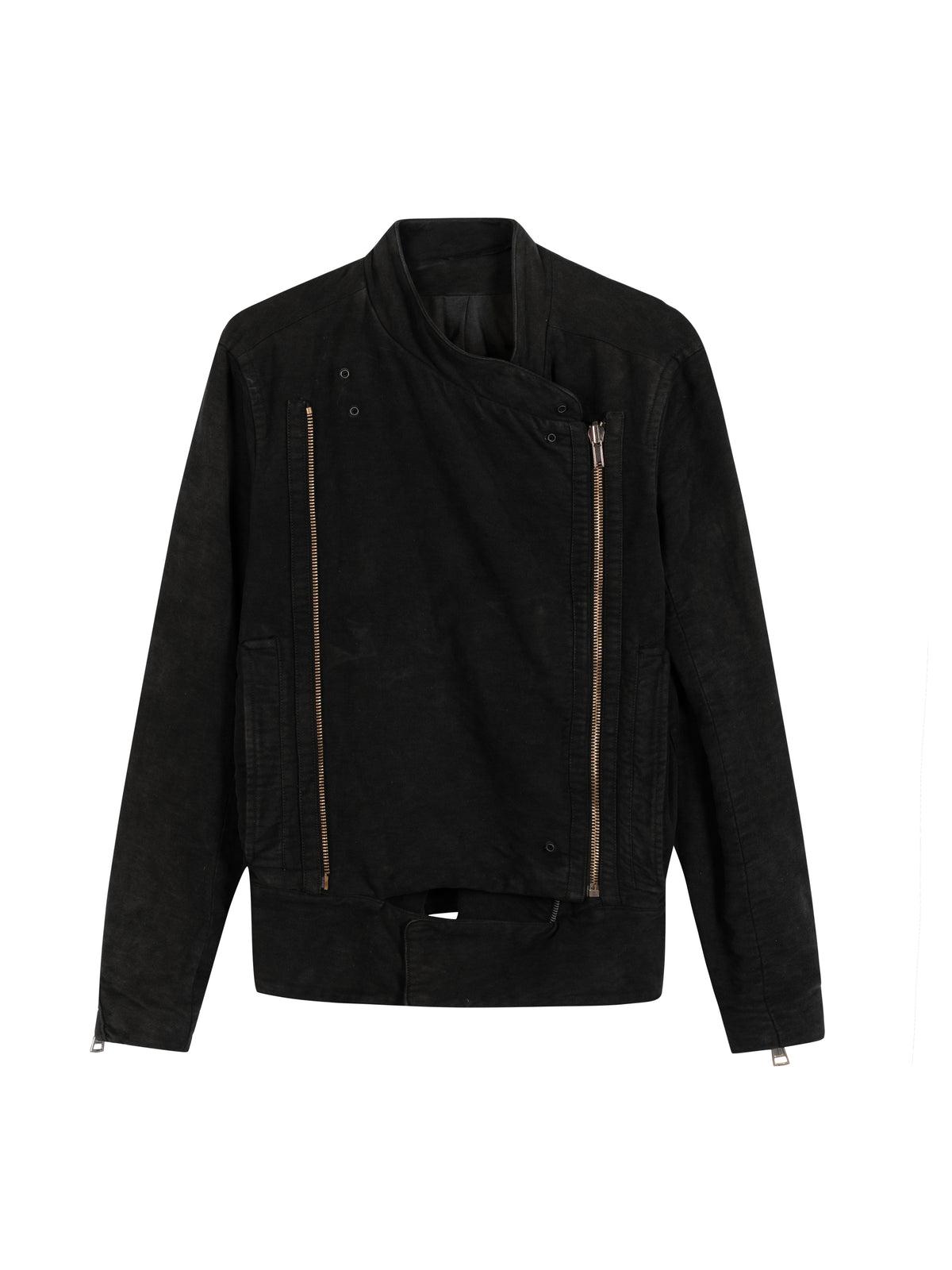 ANN DEMEULEMEESTER NUBUCK LEATHER -DOUBLE ZIP BIKER JACKET