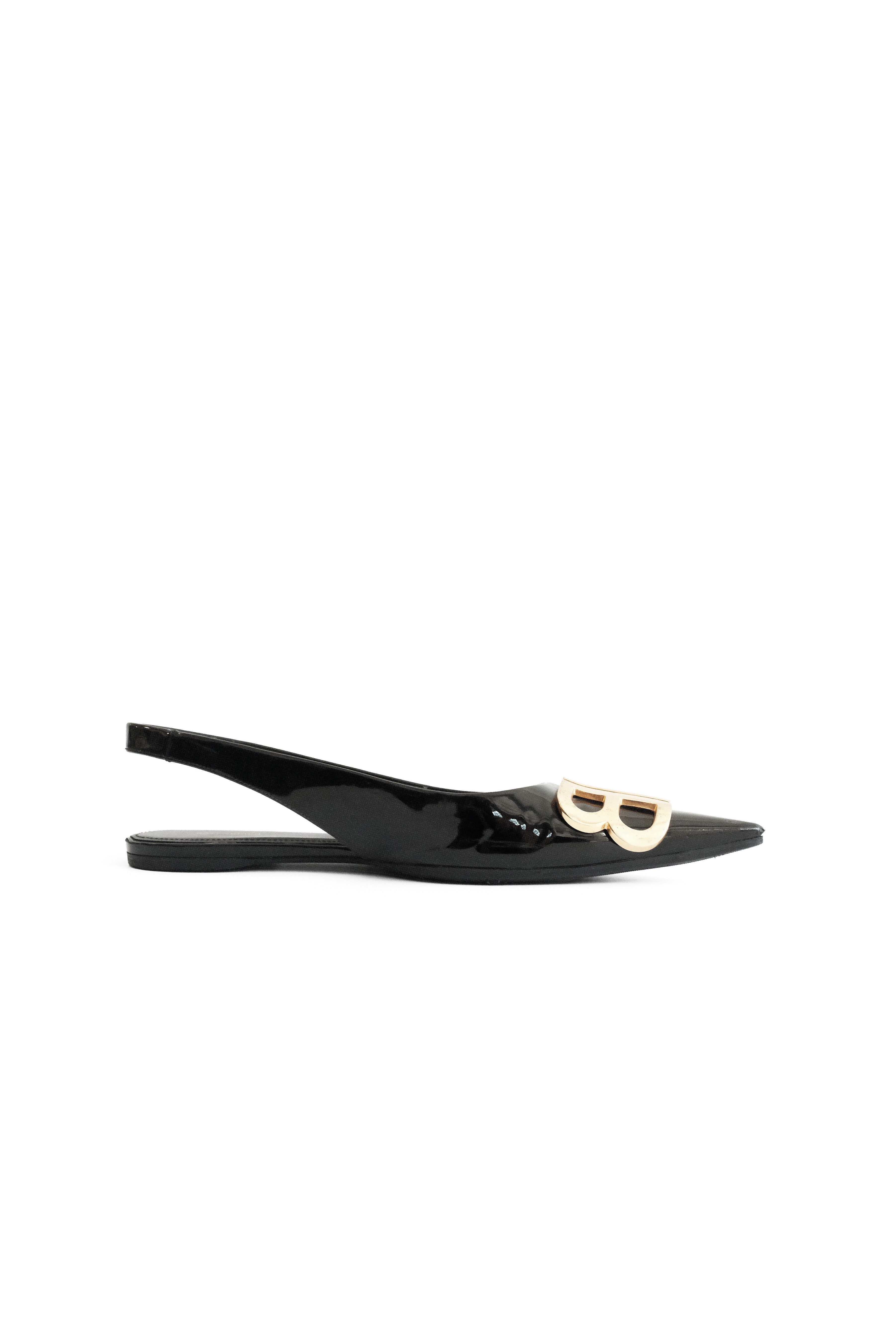 BALENCIAGA BLACK FLATS LEATHER SLINGBACK