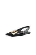 BALENCIAGA BLACK FLATS LEATHER SLINGBACK