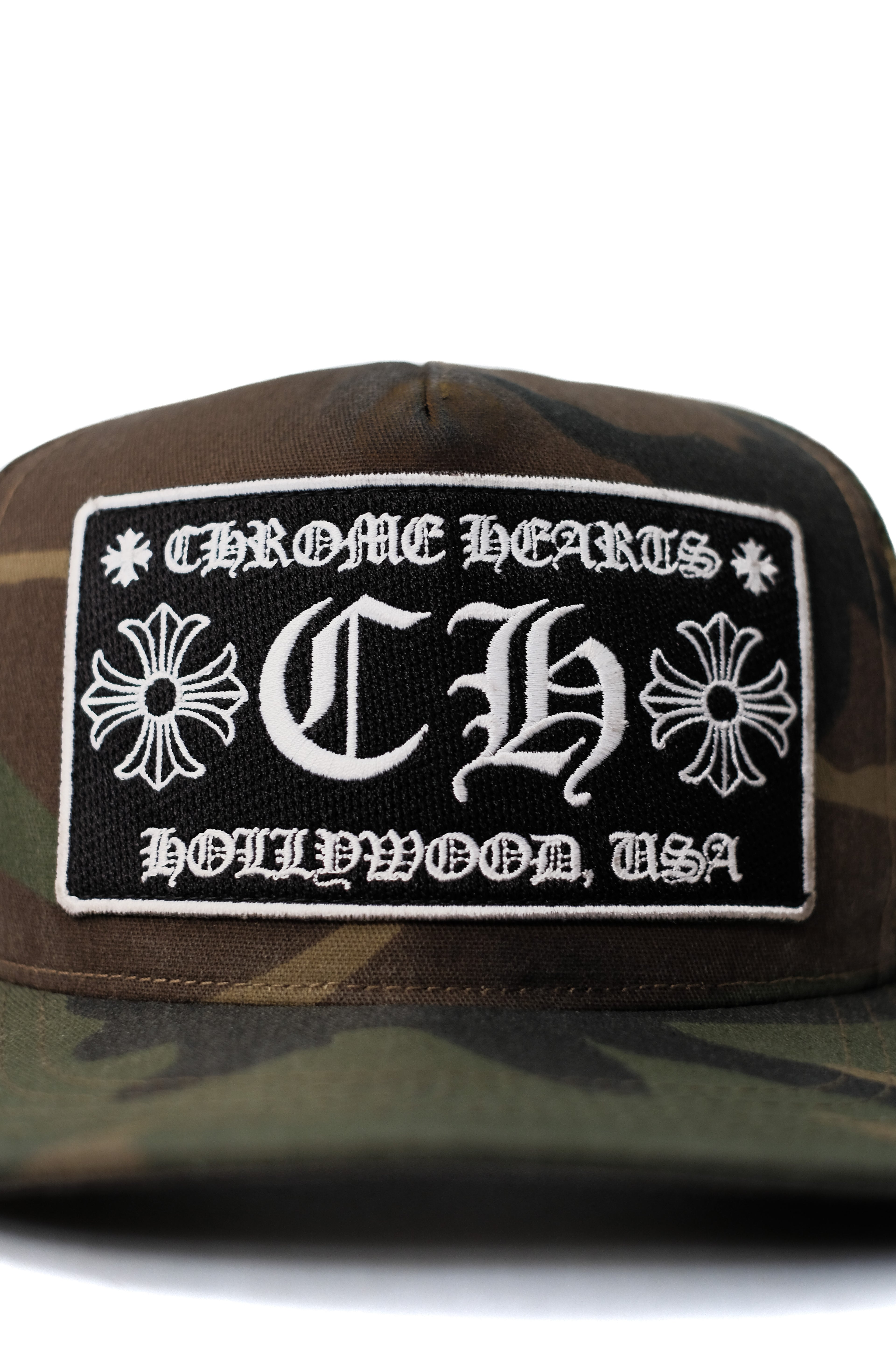 CHROME HEARTS CAMO TRUCKER CAP HOLLYWOOD