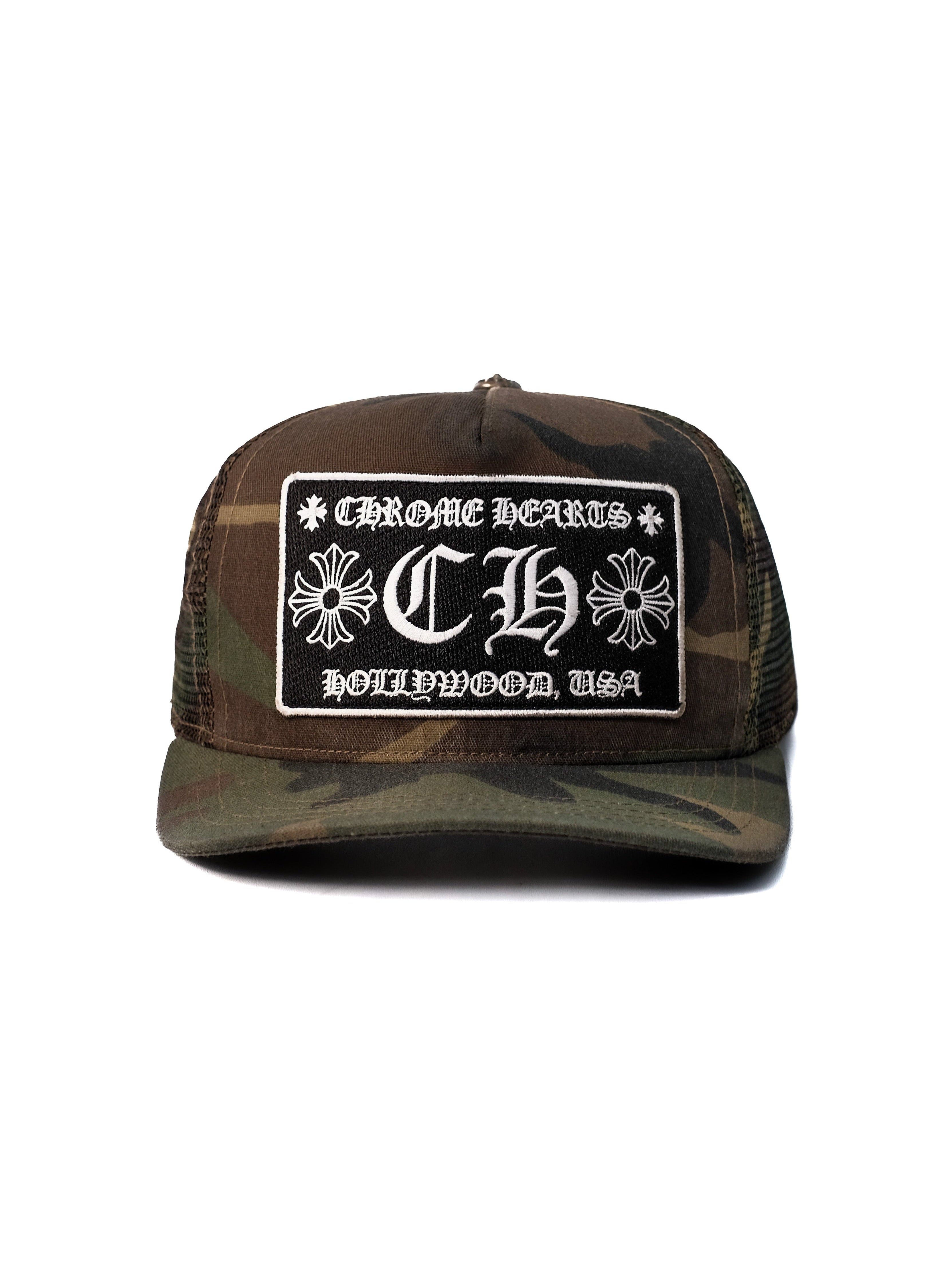 CHROME HEARTS CAMO TRUCKER CAP HOLLYWOOD
