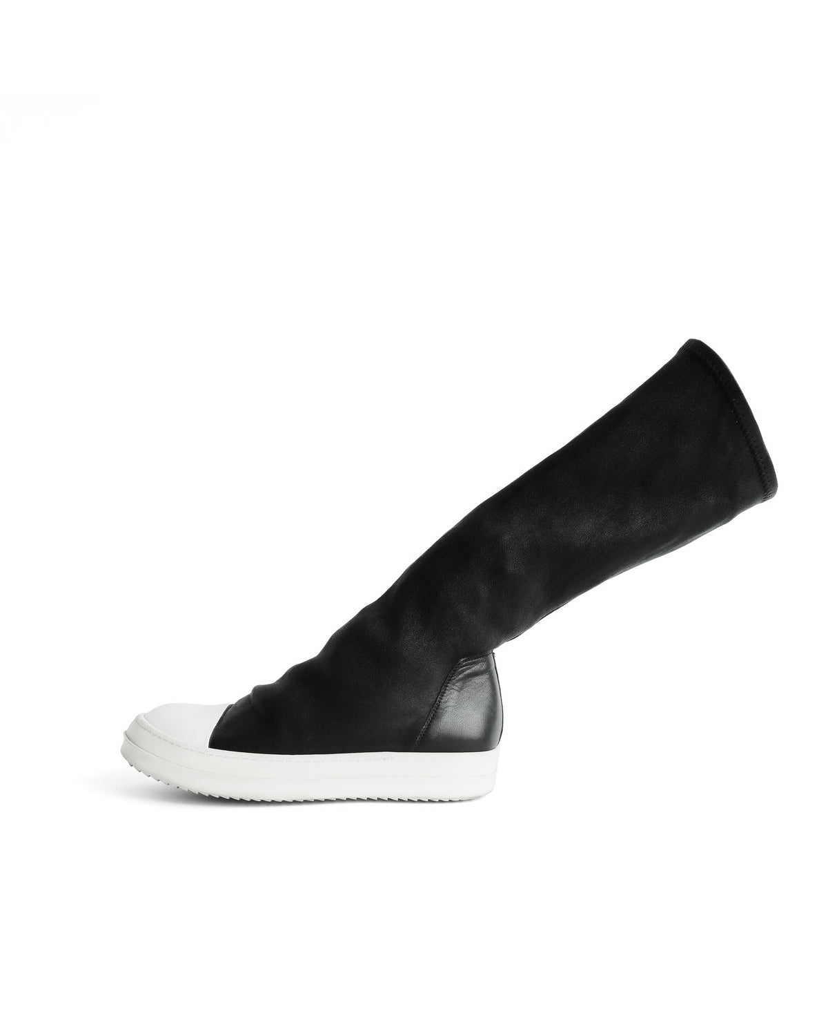RICK OWENS MAINLINE HIGH SOCKS BLACK LEATHER SNEAKER