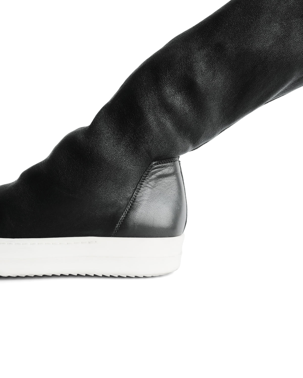RICK OWENS MAINLINE HIGH SOCKS BLACK LEATHER SNEAKER