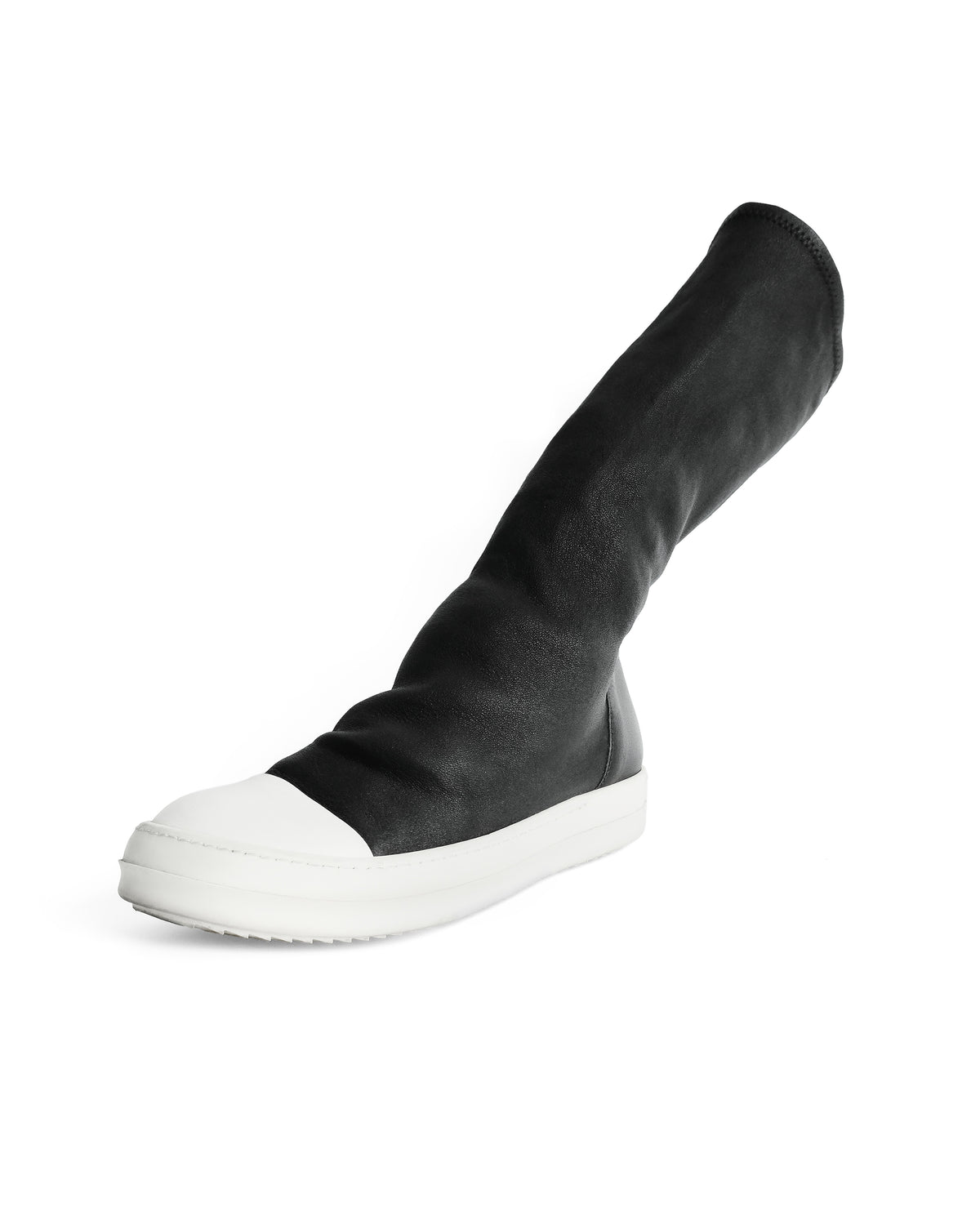 RICK OWENS MAINLINE HIGH SOCKS BLACK LEATHER SNEAKER