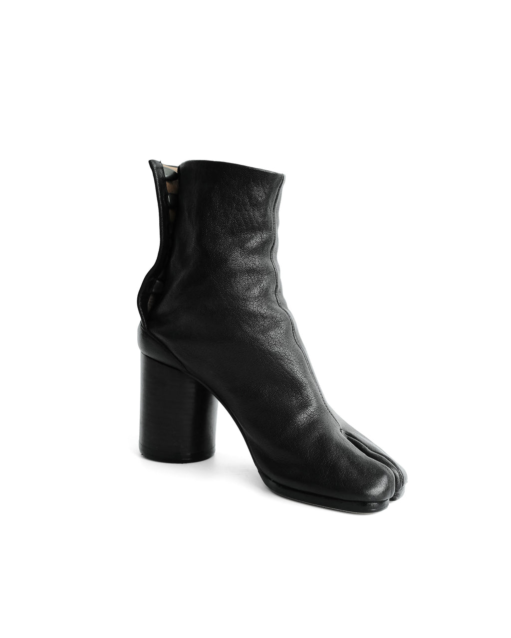 MAISON MARGIELA BLACK LEATHER TABI BOOTS 8CM HEELS