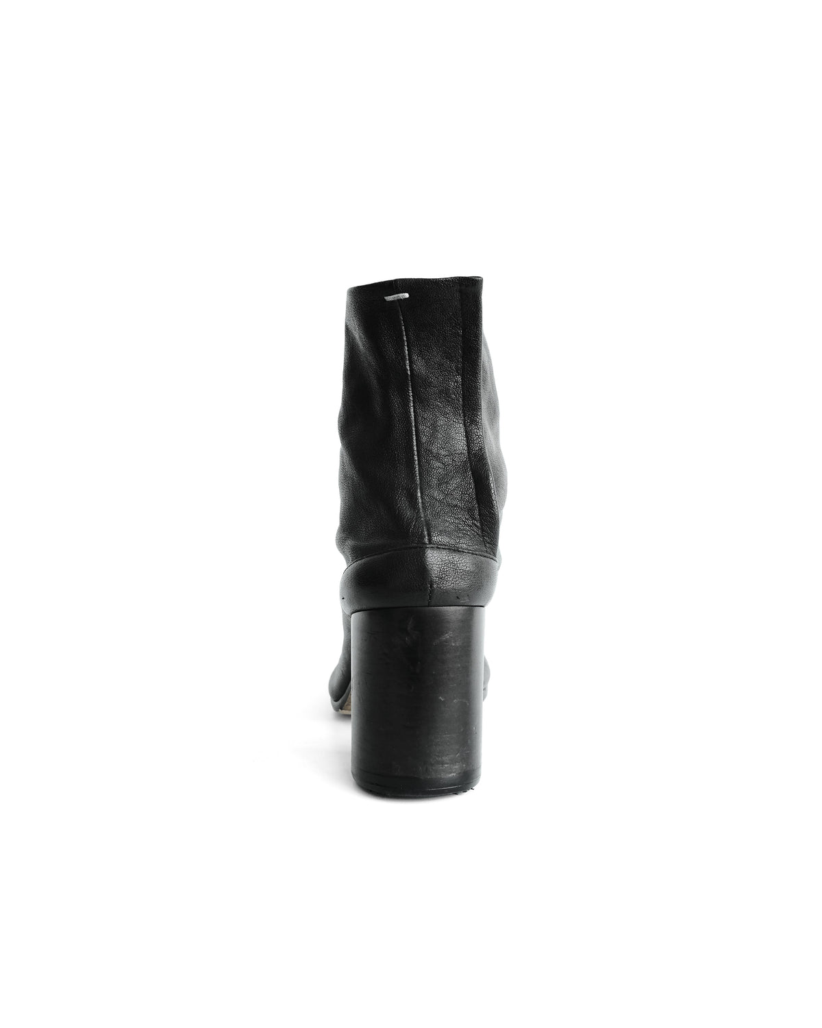 MAISON MARGIELA BLACK LEATHER TABI BOOTS 8CM HEELS