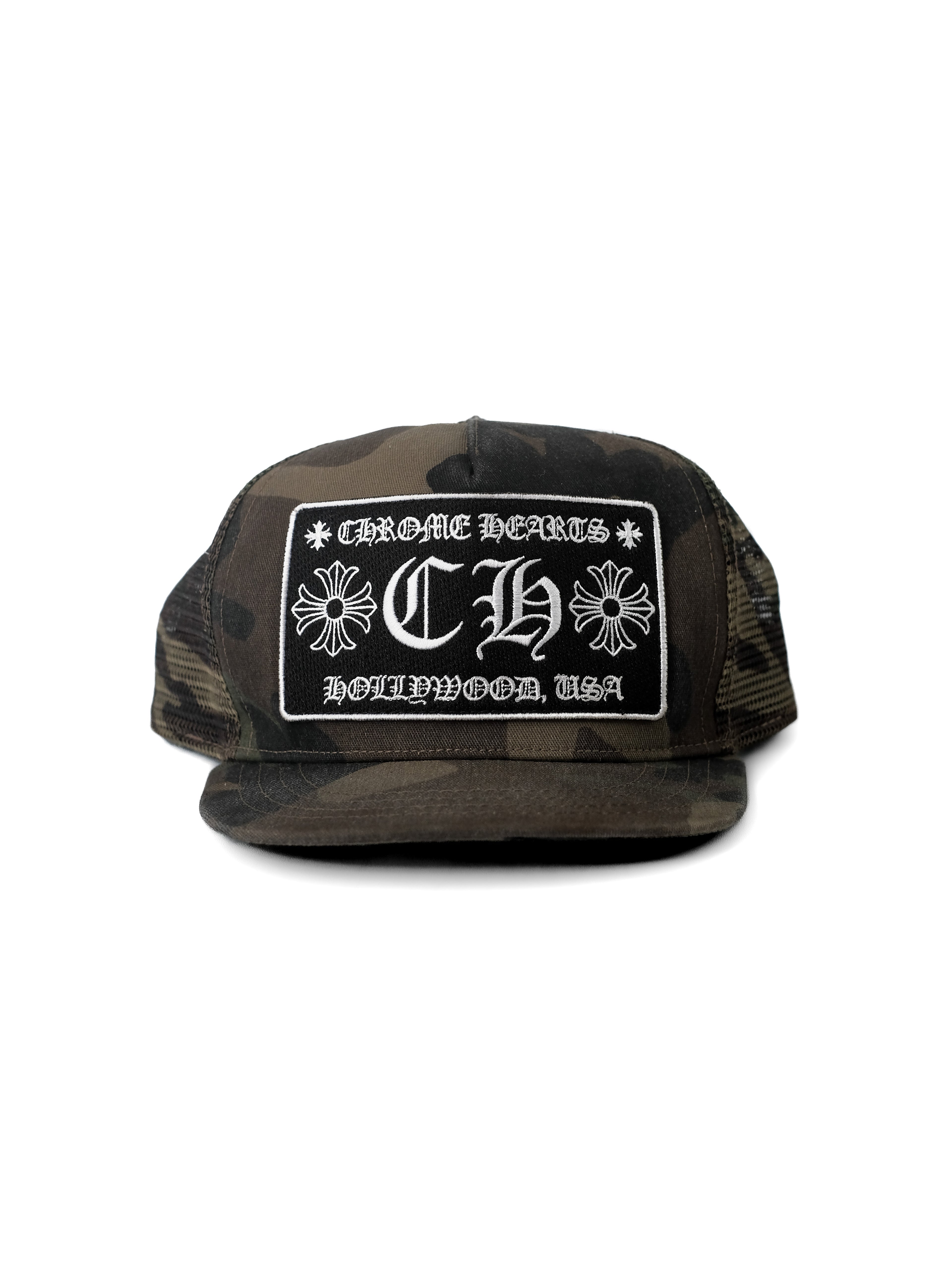CHROME HEARTS CAMO TRUCKER CAP HOLLYWOOD
